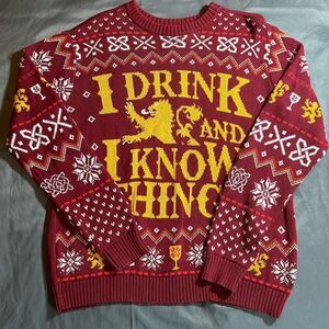 Games of Thrones Ugly Christmas Sweater Men's Medium I Drink & I Know Things